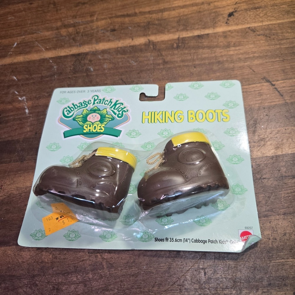 VINTAGE CABBAGE PATCH KIDS BROWN HIKING BOOTS FITS 14" DOLLS - NOS
